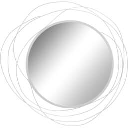 Portland Silver Metal Round Wall Mirror 65 x 65cm - Wilko