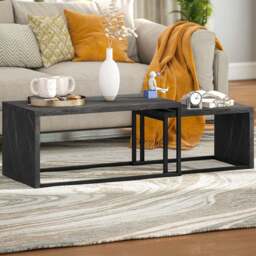 HOMCOM Dark Grey Nest of Tables Set of 2 - Size: 42 x 48 x 90cm - Wilko - thumbnail 1