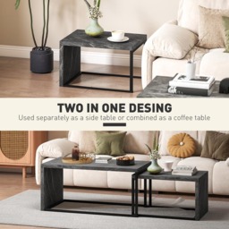HOMCOM Dark Grey Nest of Tables Set of 2 - Size: 42 x 48 x 90cm - Wilko - thumbnail 7