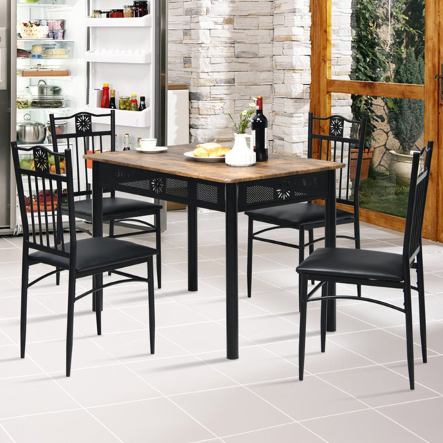 Costway 4 Seater Dining Set with Sponge Cushion Natural - Cream - Wilko - image 1