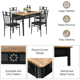 Costway 4 Seater Dining Set with Sponge Cushion Natural - Cream - Wilko - thumbnail 6