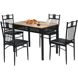 Costway 4 Seater Dining Set with Sponge Cushion Natural - Cream - Wilko - thumbnail 3