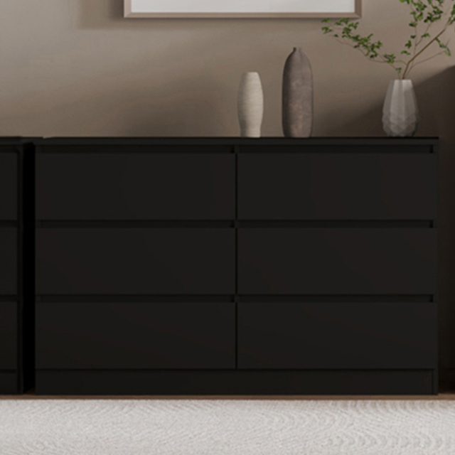 Seconique Malvern 6 Drawer Black Chest of Drawers - Wilko - image 1