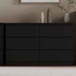 Seconique Malvern 6 Drawer Black Chest of Drawers - Wilko