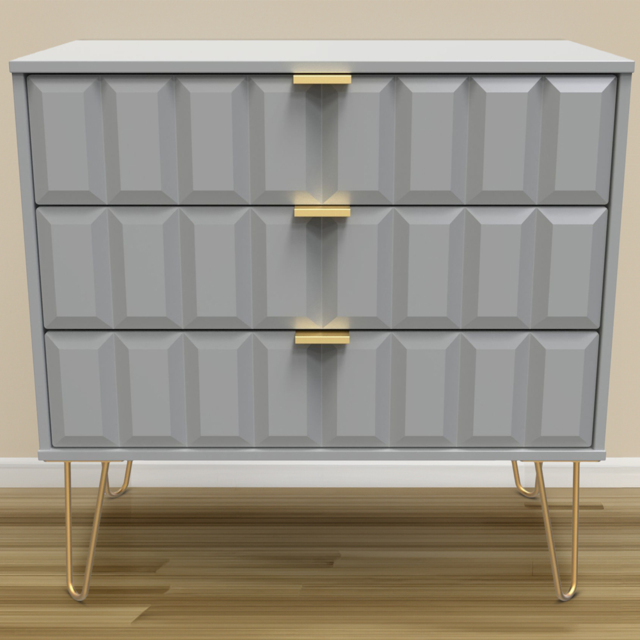 Crowndale Cube 3 Drawer Dusk Grey Chest of Drawers Ready Assembled - Wilko - image 1