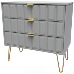 Crowndale Cube 3 Drawer Dusk Grey Chest of Drawers Ready Assembled - Wilko - thumbnail 3