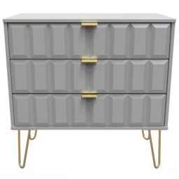 Crowndale Cube 3 Drawer Dusk Grey Chest of Drawers Ready Assembled - Wilko - thumbnail 4