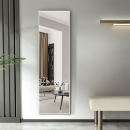 Living and Home Silvery White Slim Full Length Wall Mounted Mirror 150cm - Size: 150 x 40 x 29cm - Cream - Wilko - thumbnail 3