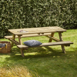 Cerland Matisse Wooden Picnic Table 6ft - Size: 6 Seater - Tan - Wilko - thumbnail 1