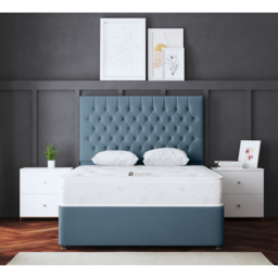 DS Living Seraphine Small Double Blue Upholstered Panel Divan Bed with 4 Drawer - Wilko - thumbnail 5