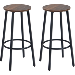 Portland Brown Industrial Round Bar Stool Set of 2 - Wilko - thumbnail 3