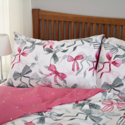 Deyongs Bows Double Pink Reversible Duvet Set - Wilko - thumbnail 3