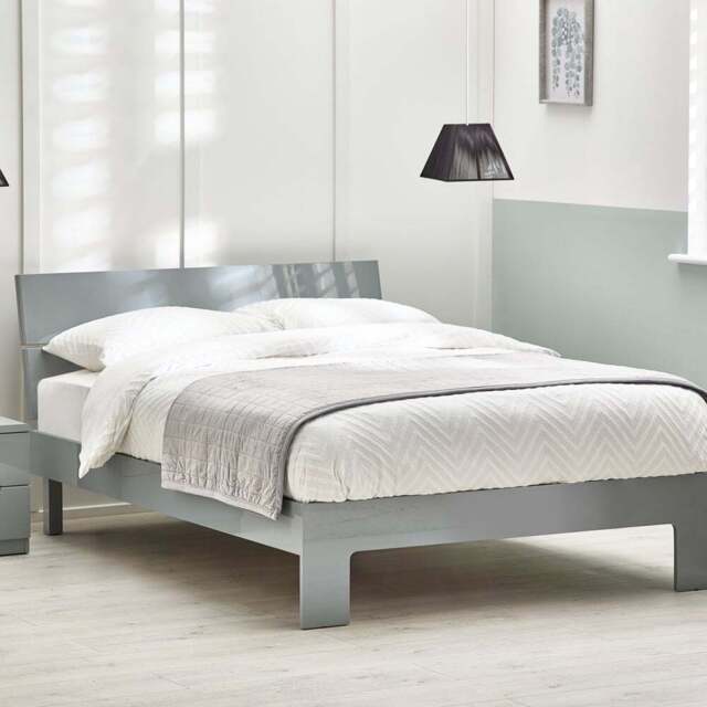 Julian Bowen Manhattan Double Grey Lacquer Bed Frame - Wilko - image 1