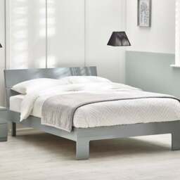 Julian Bowen Manhattan Double Grey Lacquer Bed Frame - Wilko
