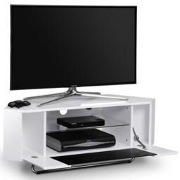 Centurion Supports Hampshire Single Door 4 Shelf Gloss White and Black TV Cabinet - Size: 41 x 111 x 40cm - Multi - Wilko - thumbnail 7