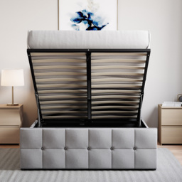 VIDA DESIGNS Valentina Double Light Grey Linen Ottoman Bed - Wilko - thumbnail 7
