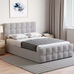 VIDA DESIGNS Valentina Double Light Grey Linen Ottoman Bed - Wilko - thumbnail 1