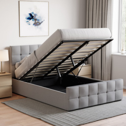 VIDA DESIGNS Valentina Double Light Grey Linen Ottoman Bed - Wilko - thumbnail 6