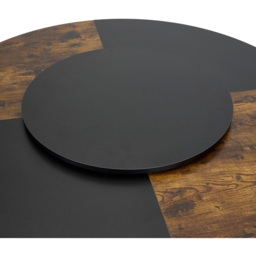 Living and Home 4 Seater Two-Tone Top Round Dining Table with Lazy Susan Natural and Black - Black + Retro Wood Colour - Wilko - thumbnail 5