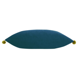 Paoletti Fiesta Indigo Olive Pom Pom Velvet Cushion - Size: 50 x 35 cm - Multi - Wilko - thumbnail 3