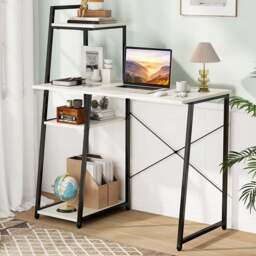 Costway Computer Desk with Bookshelf and Host Stand White - Size: 111 x 62 x 15cm - Wilko - thumbnail 1