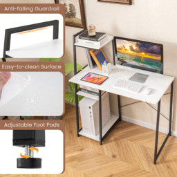 Costway Computer Desk with Bookshelf and Host Stand White - Size: 111 x 62 x 15cm - Wilko - thumbnail 7
