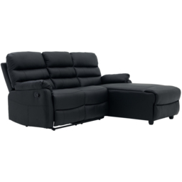 Home Detail Carter 3 Seater Black Faux Leather Right Hand Chaise Manual Recliner Sofa - Wilko - thumbnail 3