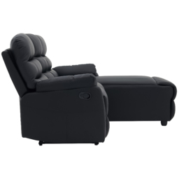 Home Detail Carter 3 Seater Black Faux Leather Right Hand Chaise Manual Recliner Sofa - Wilko - thumbnail 4