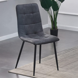 Henri Set of 2 Dark Grey Faux Suede Leather Dining Chairs - MCC - Wilko
