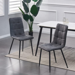 Henri Set of 2 Dark Grey Faux Suede Leather Dining Chairs - MCC - Wilko - thumbnail 7