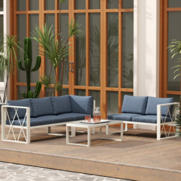 Outsunny 5 Seater Grey Garden Sectional Sofa Set with Adjustable Lounger - Wilko