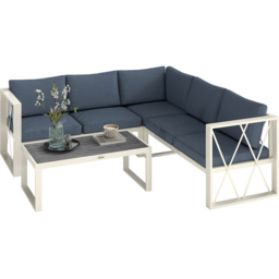 Outsunny 5 Seater Grey Garden Sectional Sofa Set with Adjustable Lounger - Wilko - thumbnail 3