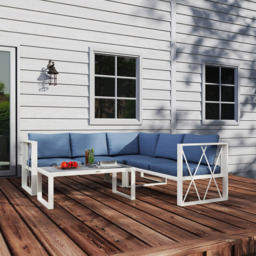 Outsunny 5 Seater Grey Garden Sectional Sofa Set with Adjustable Lounger - Wilko - thumbnail 4