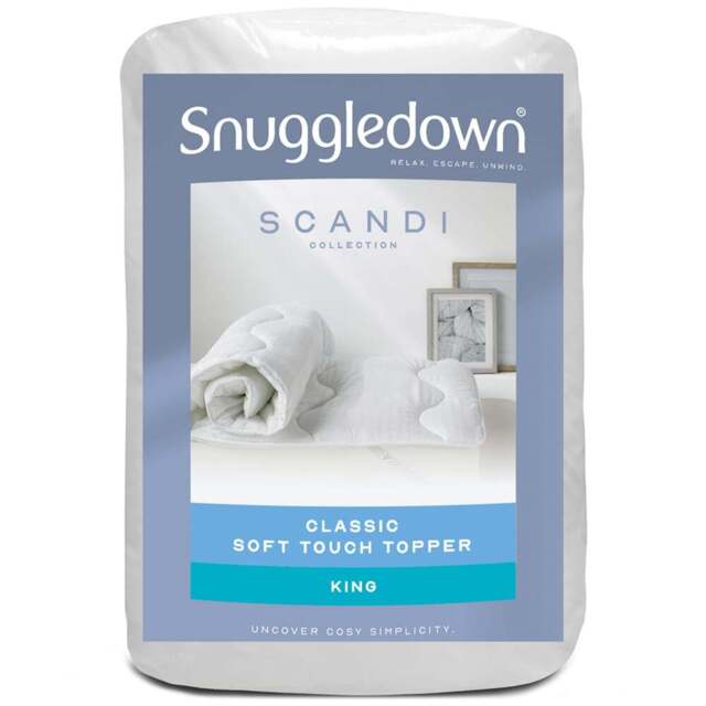 Snuggledown King Size Scandinavian Hollowfibre Mattress Topper - White - Wilko - image 1