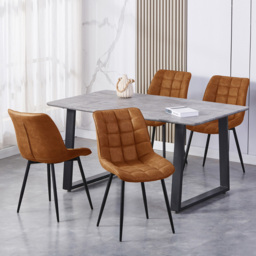 Alba Set of 2 Tan Suede Effect Plush Padded Dining Chairs - Brown - MCC - Wilko - thumbnail 7