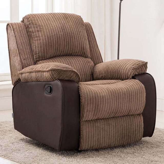 Furniture Online Postana Brown Jumbo Cord Manual Recliner Chair - Size: 103 x 93 x 93cm - Wilko - image 1