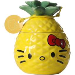 Hello Kitty Seasons Summer Themed Tropical Pineapple Scented Candle with Reusable Jar - Size: 14 x 10.5 x 10.5cm - Yellow - Wilko
