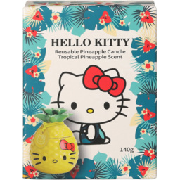 Hello Kitty Seasons Summer Themed Tropical Pineapple Scented Candle with Reusable Jar - Size: 14 x 10.5 x 10.5cm - Yellow - Wilko - thumbnail 4