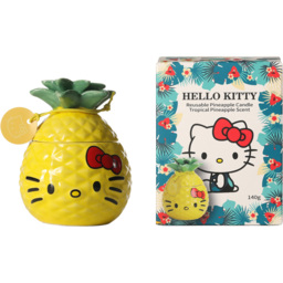Hello Kitty Seasons Summer Themed Tropical Pineapple Scented Candle with Reusable Jar - Size: 14 x 10.5 x 10.5cm - Yellow - Wilko - thumbnail 3