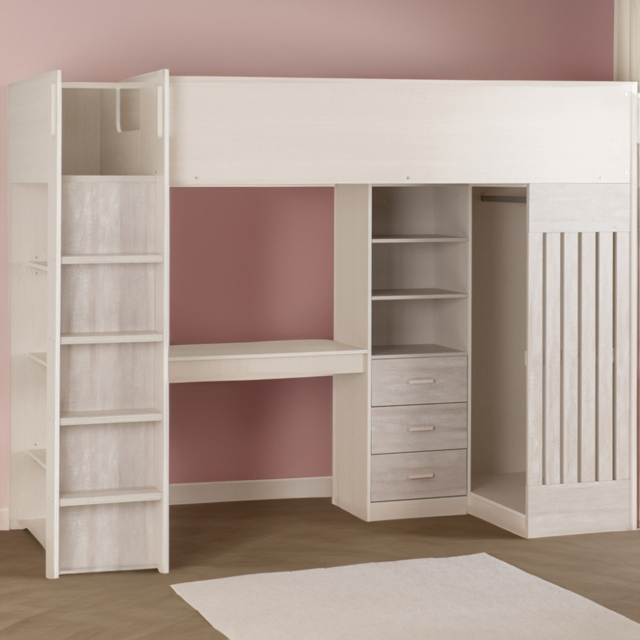Seconique Jupiter Single White and Grey High Sleeper Bed Frame - Wilko - image 1