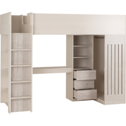Seconique Jupiter Single White and Grey High Sleeper Bed Frame - Wilko - thumbnail 4
