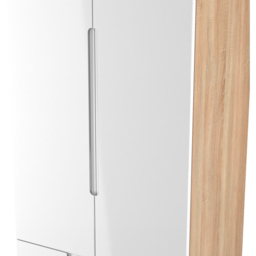 Crowndale Milan 2 Door 2 Drawer White Gloss and Bardolino Oak Tall Wardrobe Ready Assembled - White Gloss & Bardolino Oak - Wilko - thumbnail 6