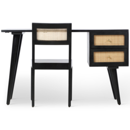 Desser Venice 2 Drawer Black Rattan and Mango Wood Dressing Table Set - Size: 60 x 130 x 78cm - Wilko - thumbnail 3
