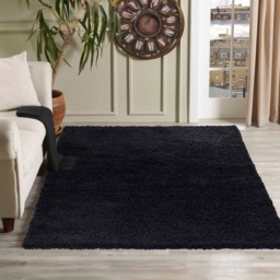 Desire Rugs Oxford Black Plain Shaggy Rug 160 x 230cm - Wilko - thumbnail 3
