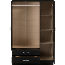 Seconique Nevada 3 Door 2 Drawer Black Gloss Mirrored Wardrobe - Wilko - thumbnail 5