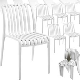 tectake Alcudia Set of 6 White Stackable Garden Chair - Size: 80.5 x 47 x 58cm - Wilko - thumbnail 3