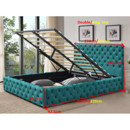 Comfy Living Double Grey Tufted Fabric Gaslift Bed Frame - Wilko - thumbnail 4