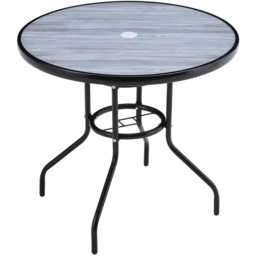 Living and Home Black Tempered Glass Round Wood Grain Coffee Table - Grey - Wilko - thumbnail 3