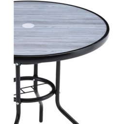 Living and Home Black Tempered Glass Round Wood Grain Coffee Table - Grey - Wilko - thumbnail 6