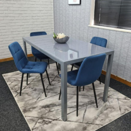 Kosy Koala 4 Seater Velvet Glass Dining Set Grey and Blue - Wilko - thumbnail 6